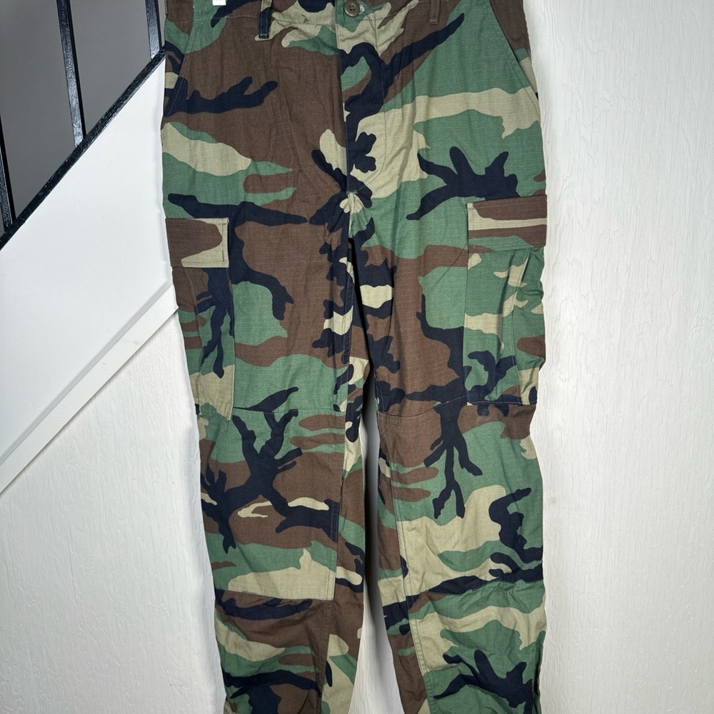 VTG US MILITARY ISSUE MED/REG TROUSERS HOT WEATHER WOODLAND CAMO PATTERN  32x31